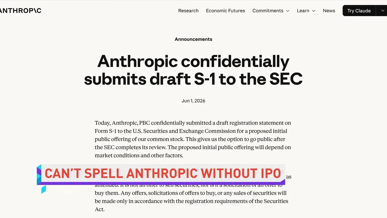 Anthropic IPO filing to the SEC graphic