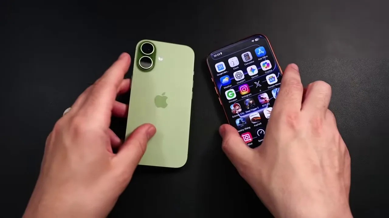 Close-up of the phone backs showing the two-tone aluminum design plateau on the Pro Max