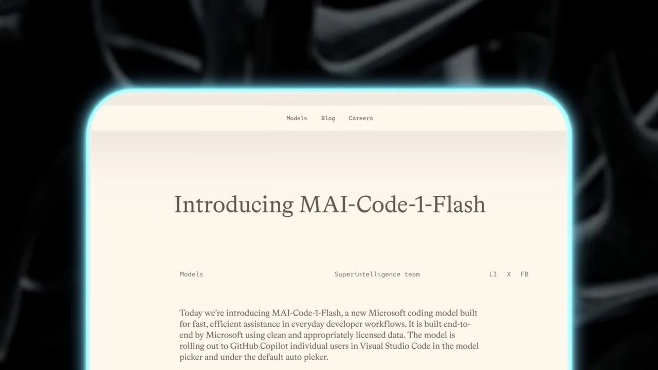 Demonstration of MAI Code 1 Flash running natively inside GitHub Copilot and Visual Studio Code