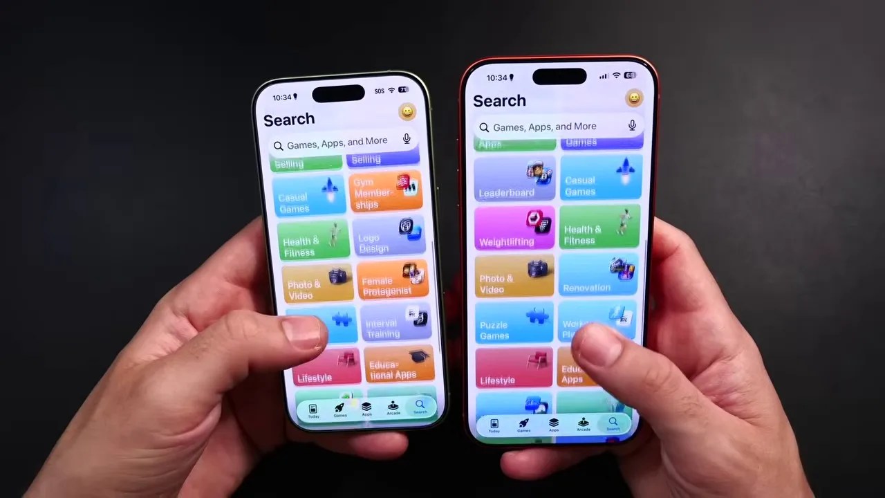 Demonstration of the anti-reflective properties on both displays under bright light