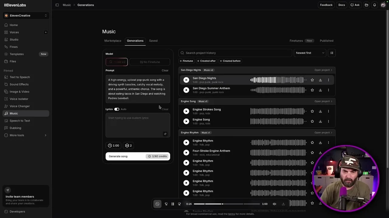 ElevenLabs Music V2 Interface