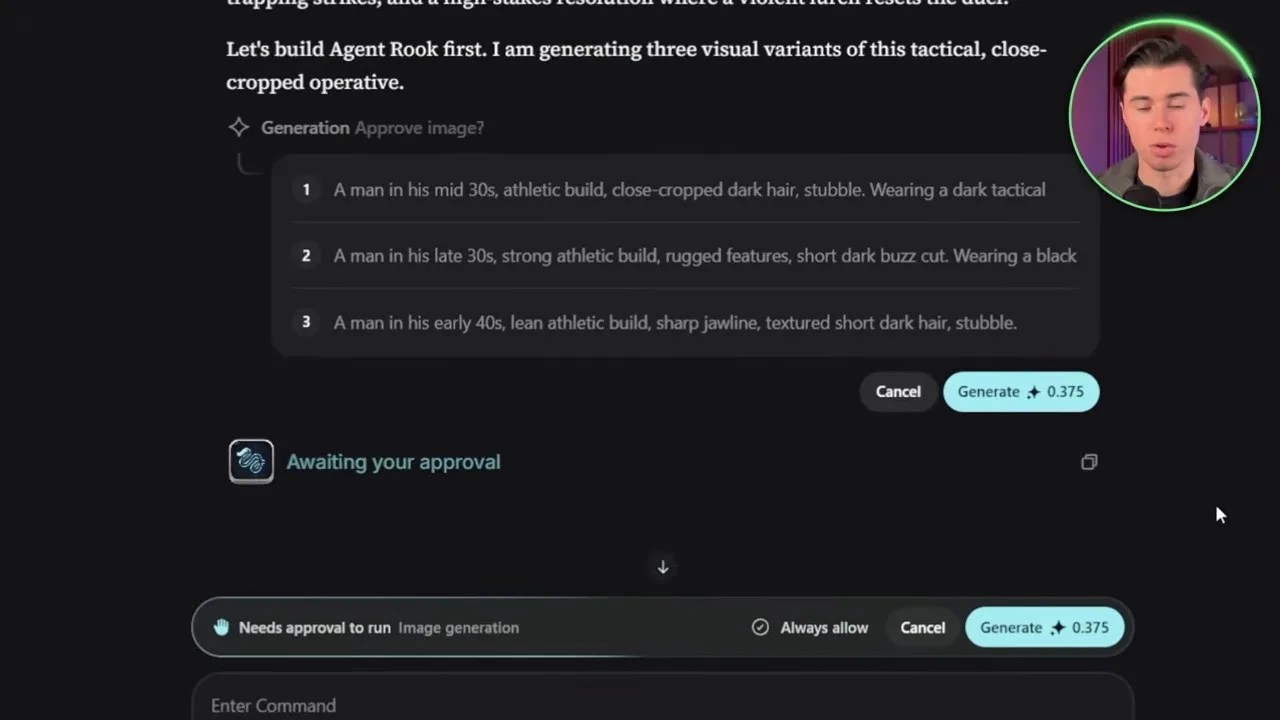 Higgsfield AI interface showing credit cost estimation and confirmation prompt