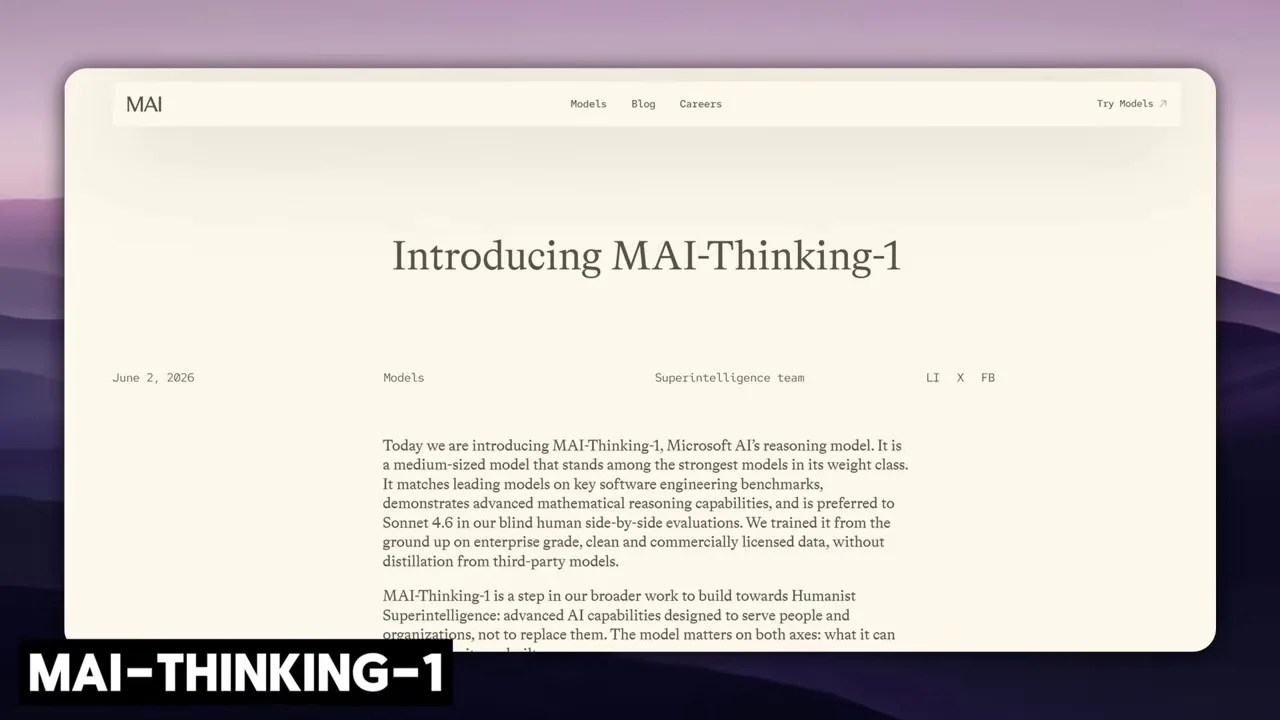 Microsoft MAI-thinking-1 benchmark and spec sheet