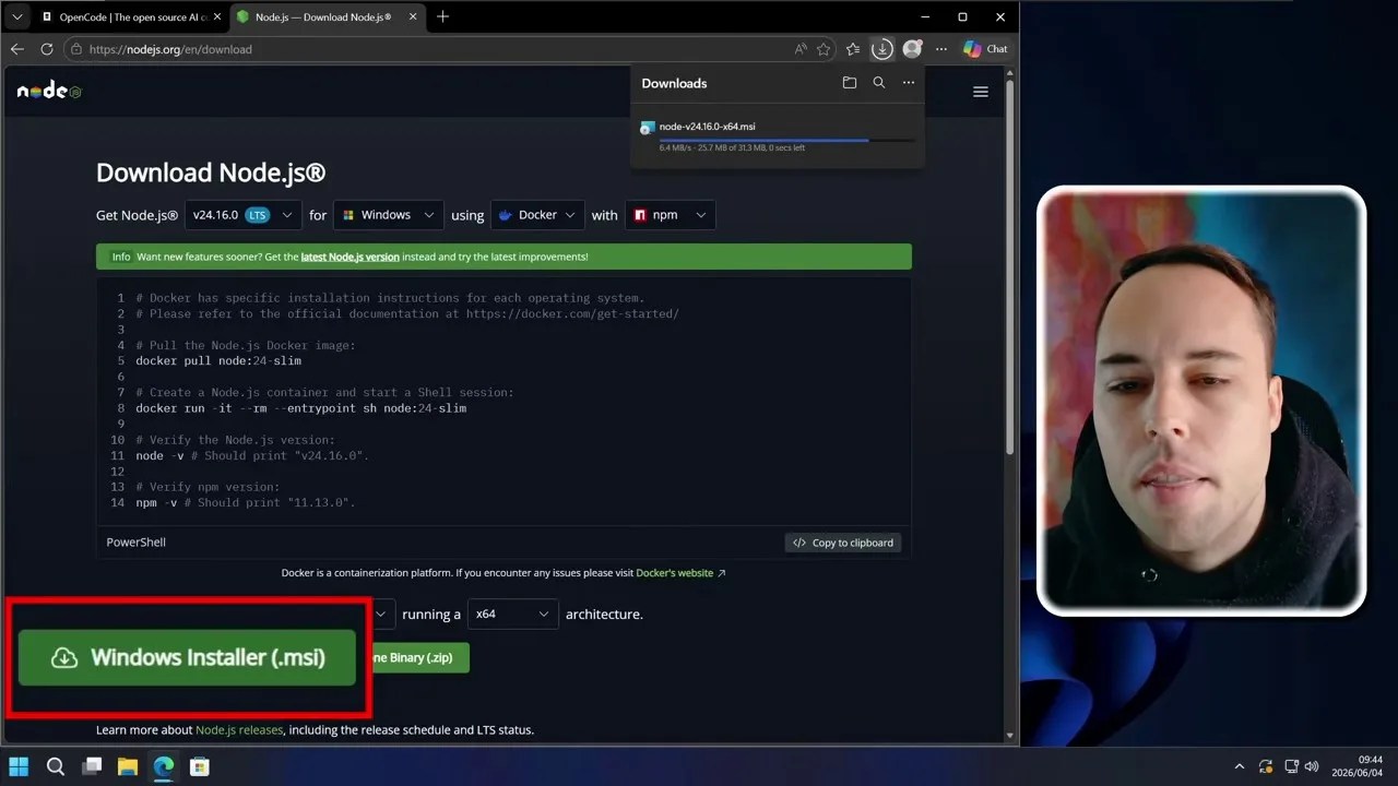 Node.js installer configuration wizard highlighting the automated tools install checkbox