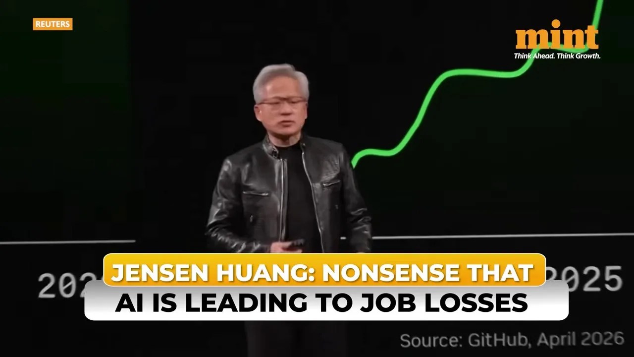 Nvidia CEO Jensen Huang explaining how AI boosts productivity and creates new jobs