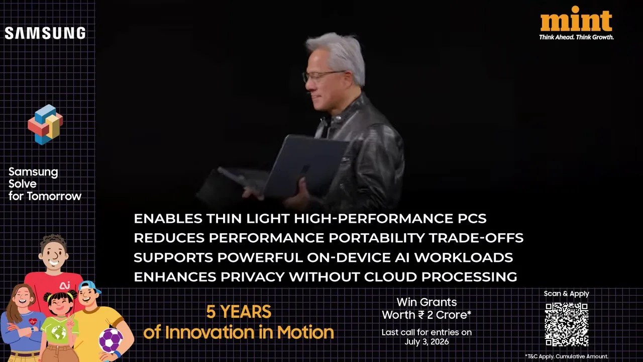 On-device AI demonstrations showing local Adobe Photoshop processing and advanced gaming