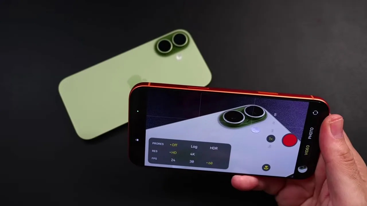 Professional camera features UI comparison highlighting ProRes/Log recording options
