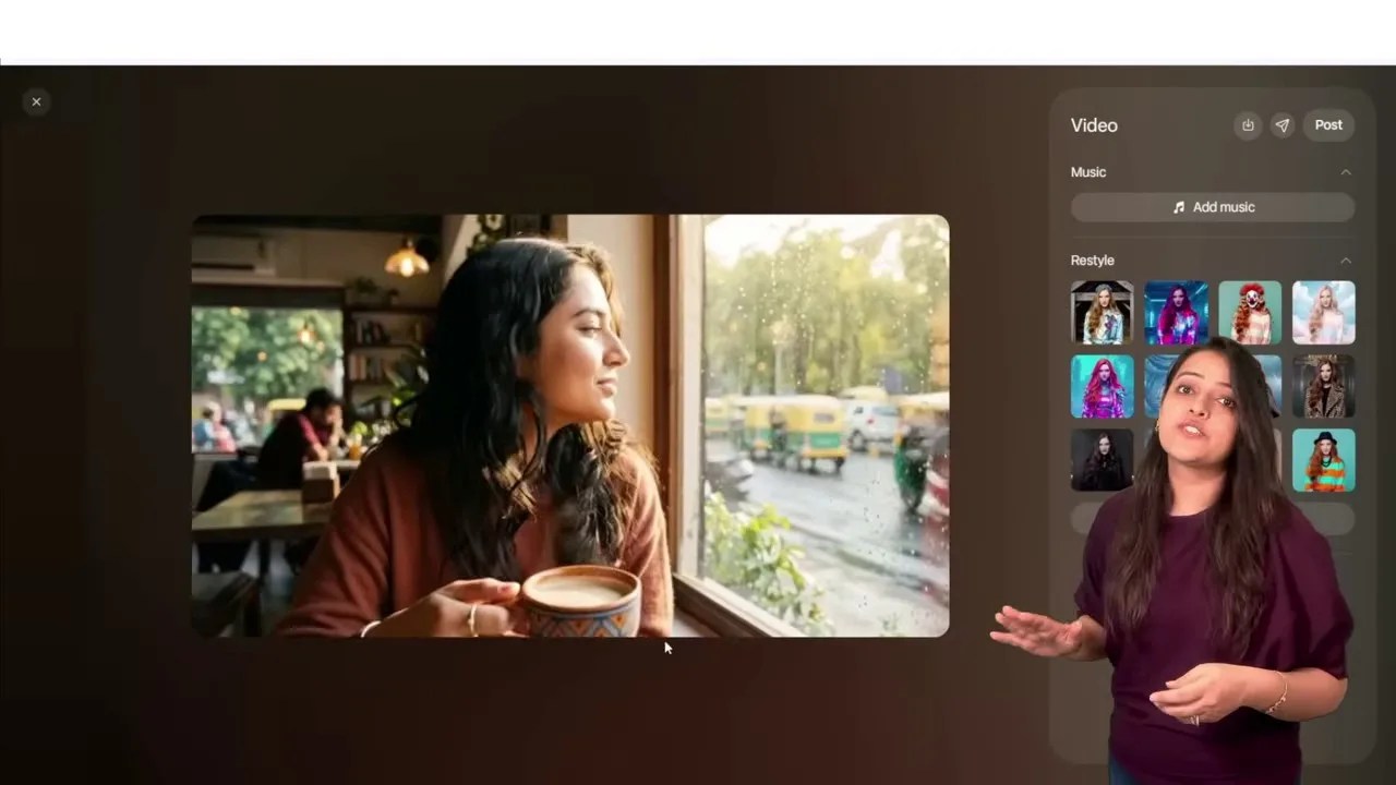 Side-by-side display of Meta AI video output showing smooth background traffic motion