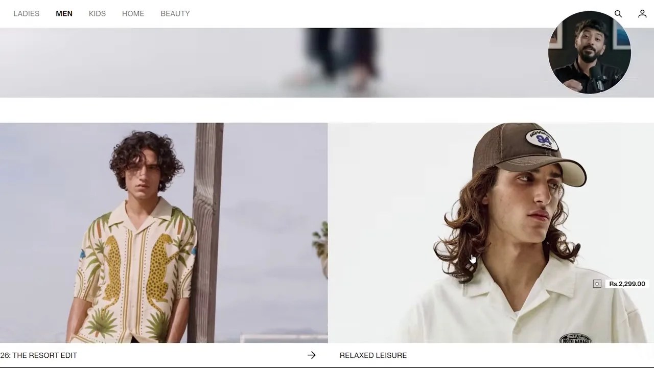 The Pomely interface with the H&M homepage URL pasted into the primary input field