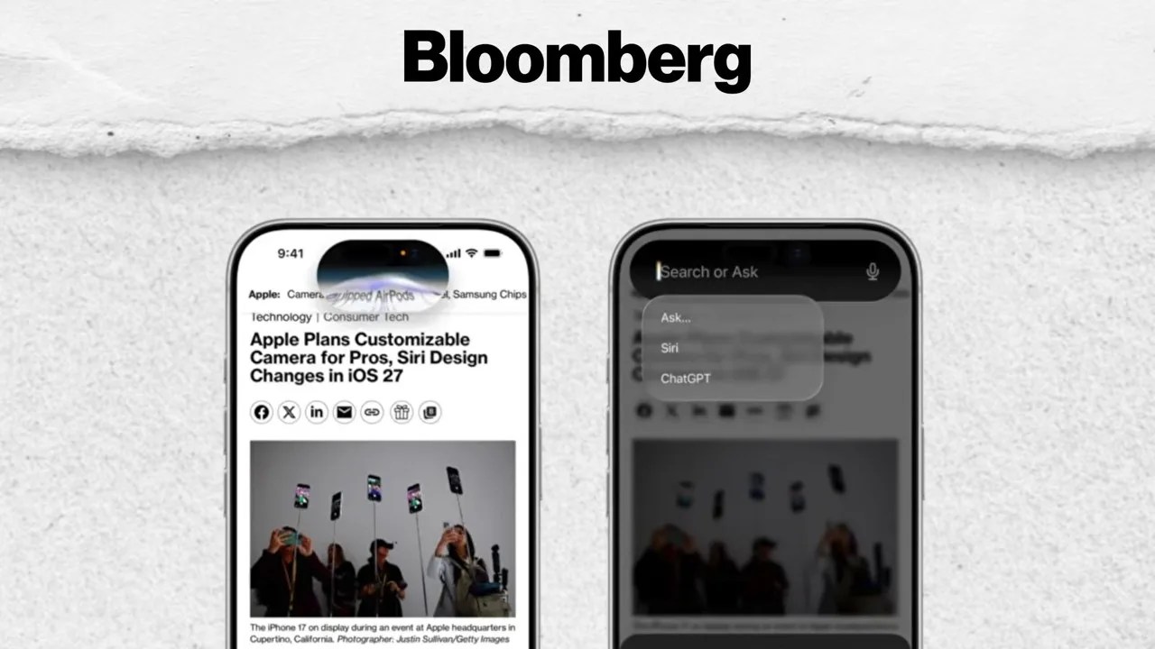 The redesigned Siri interface living in the Dynamic Island with persistent chatbot history