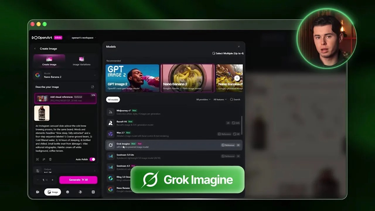 Third carousel slide (Brewing Process) generated by Grok Imagine.
