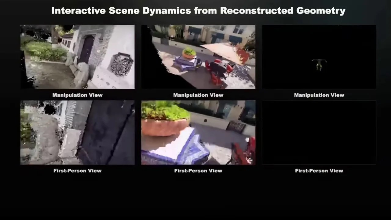 Triclat 3D mesh rendering of a real environment with an autonomous navigation simulation