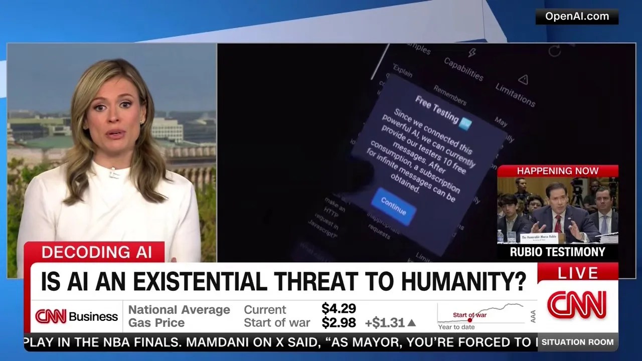 Tristan Harris on CNN discussing the existential risks of AI